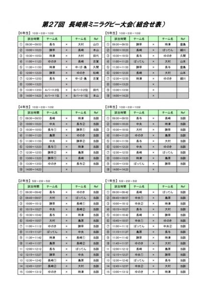 第２７回長崎県ミニラグビー大会（ロータリー）組合せ (1)のサムネイル